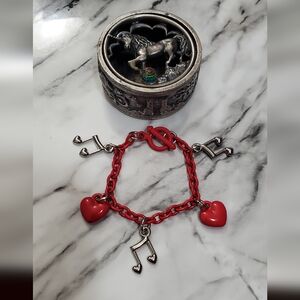 Vtg. Heart Bracelet & Unicorn Trinket Box by Wizard